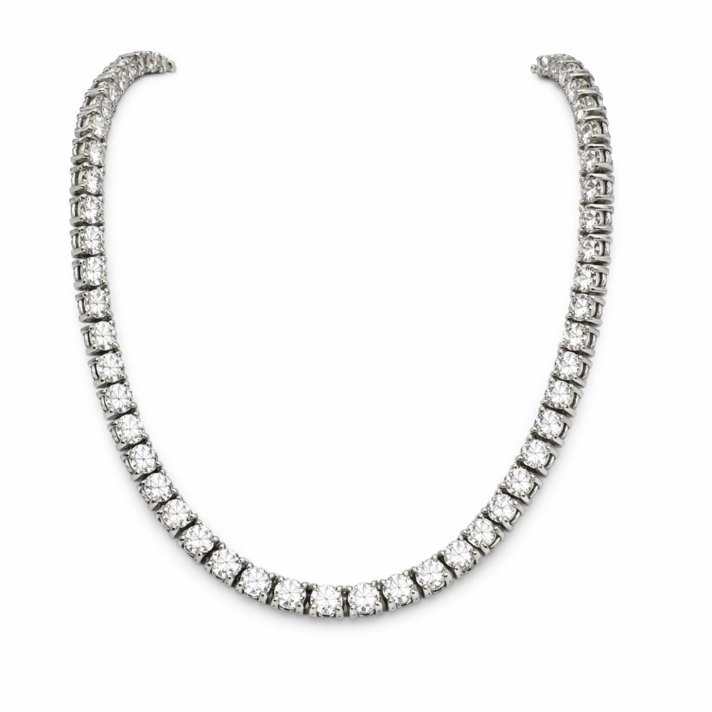 22.0 CT Silver Moissanite Diamond Tennis Necklace